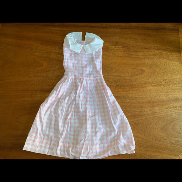 pink and white checkered dress